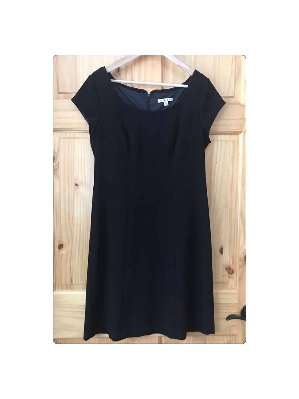 CABI cap sleeve lbd little black sheath dress size 10